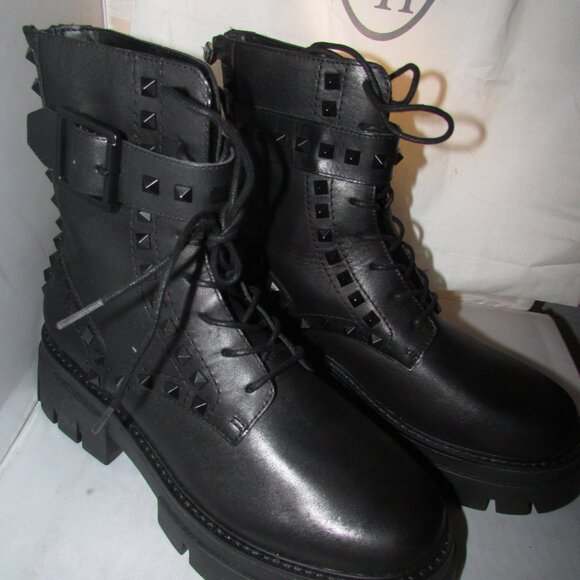 Black Ash Lewis Studded Boot Size 39 New No Tags W/ Dust Bag - Picture 2 of 8